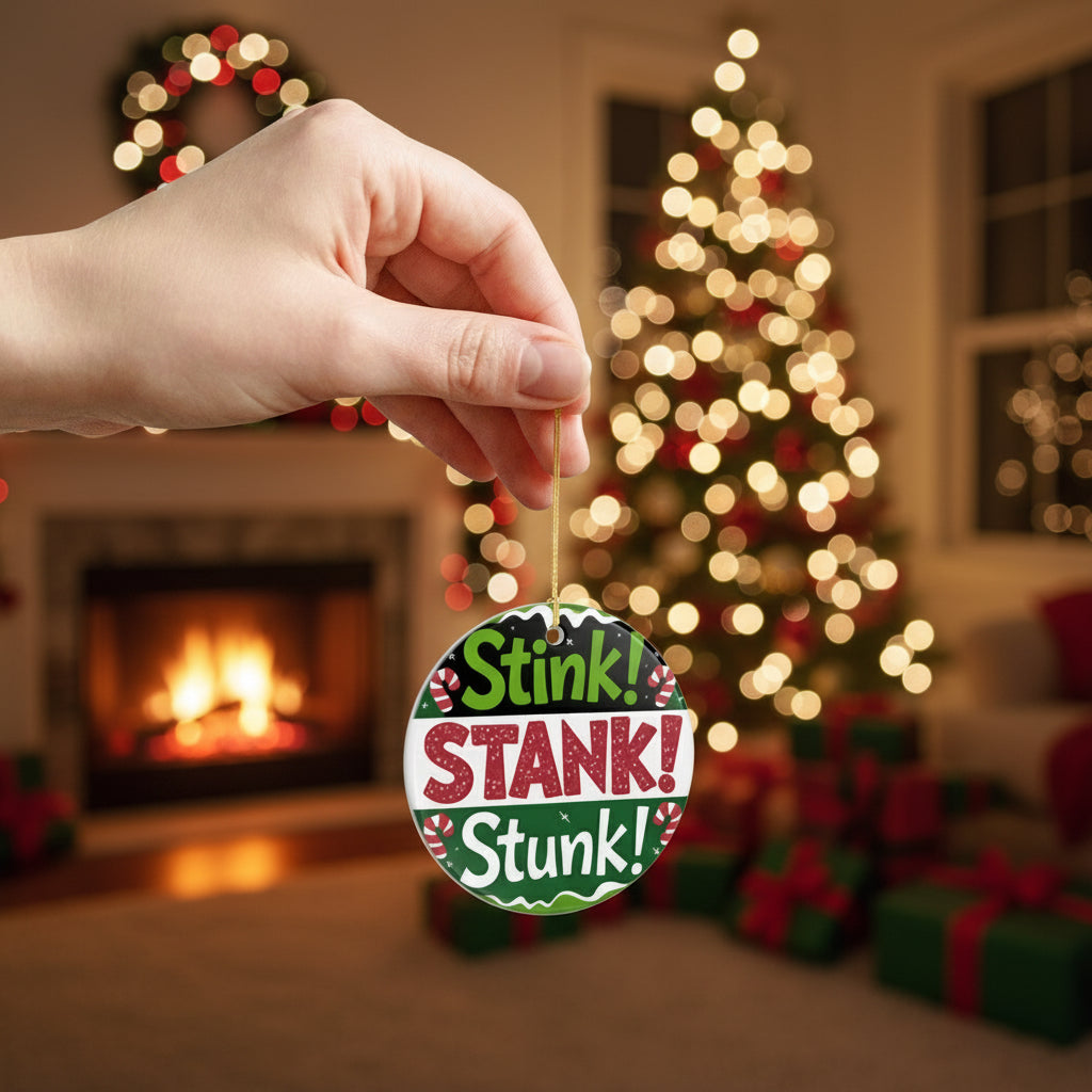 Stink! Stank! Stunk! Ceramic Christmas Ornament — Funny Holiday Tree Decoration
