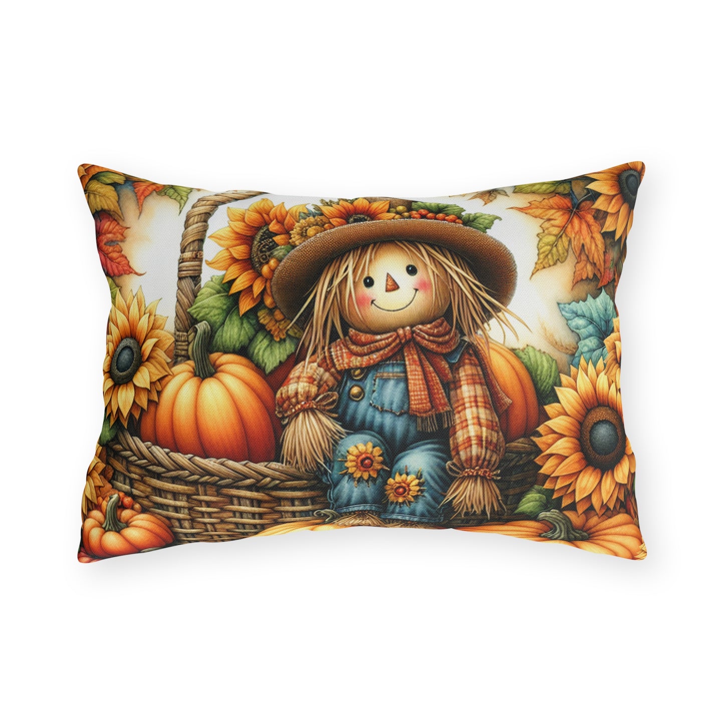 Sunflower Scarecrow Outdoor Pillow