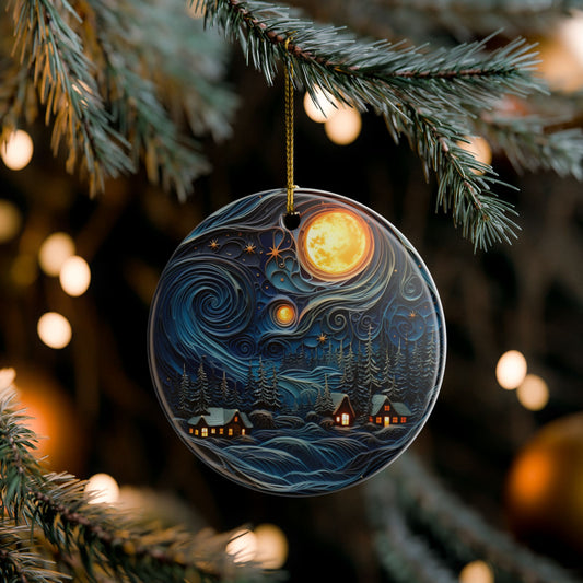 Midwinter Sky Ceramic Christmas Ornament
