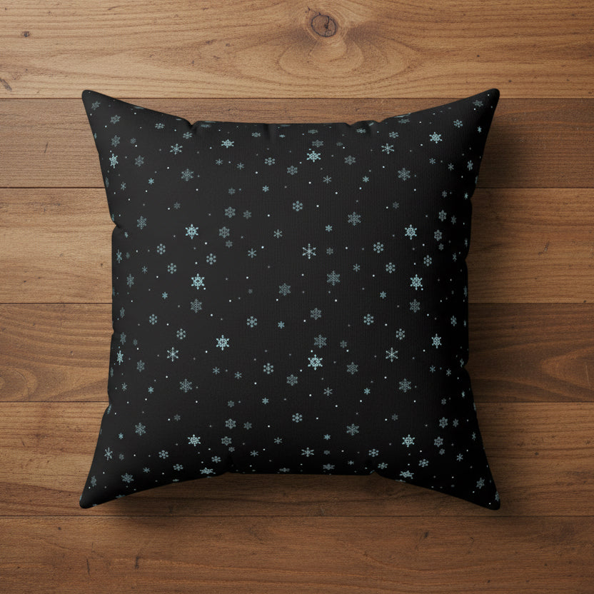 Midnight Snowflakes Faux Suede Pillow