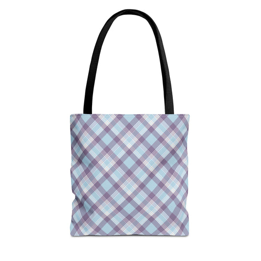 Plaid Purple Blue Tote Bag