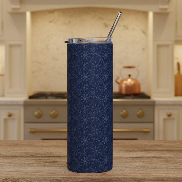 Navy Snowflake 20oz Stainless Steel Tumbler