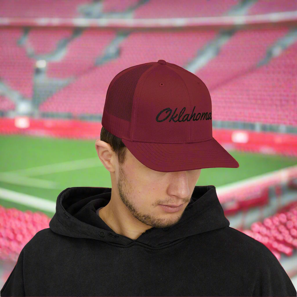 Oklahoma Black Embroidered Mesh Back Baseball Cap