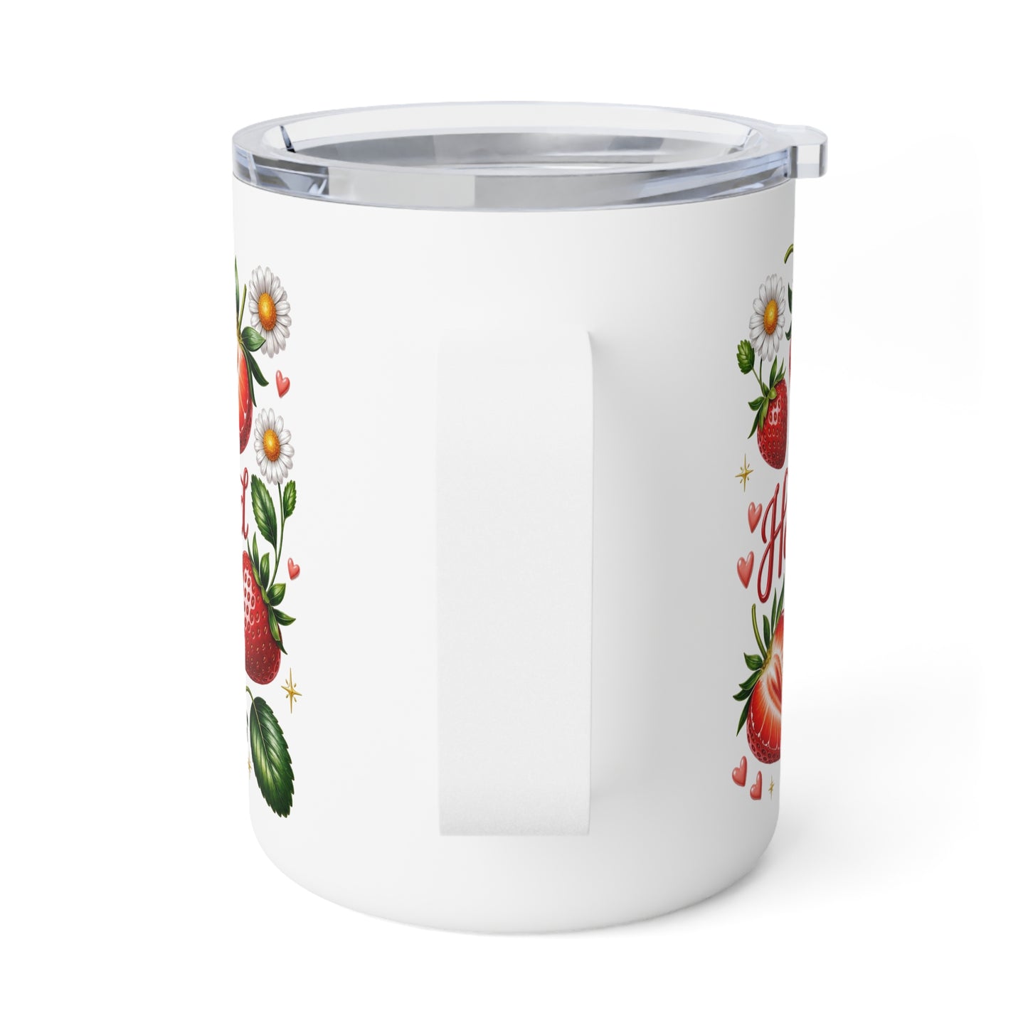 Handpicked By God 10oz Insulated Coffee Mug | Strawberry Floral Travel Tumbler