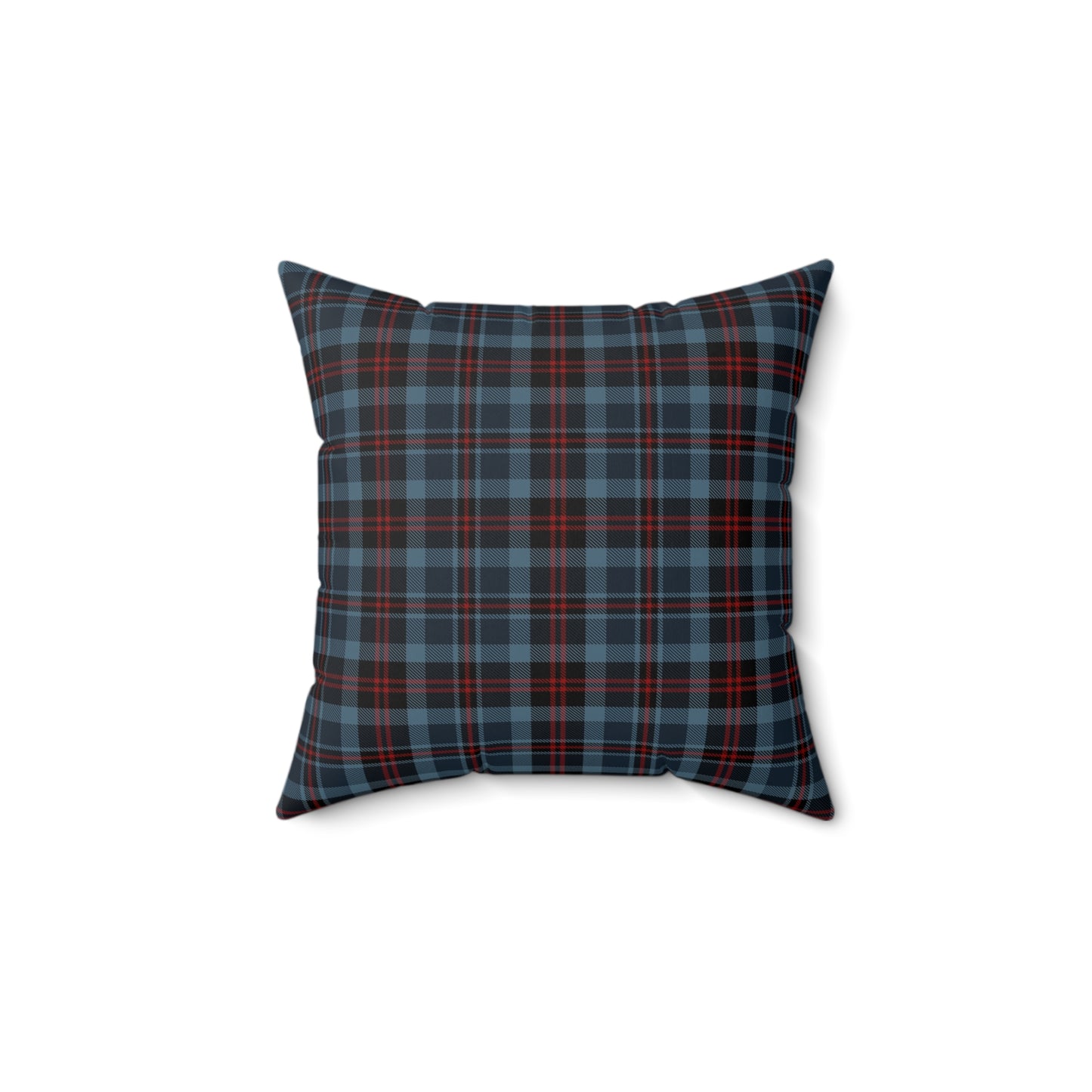 Highland Hearth Blue Plaid Faux Suede Pillow
