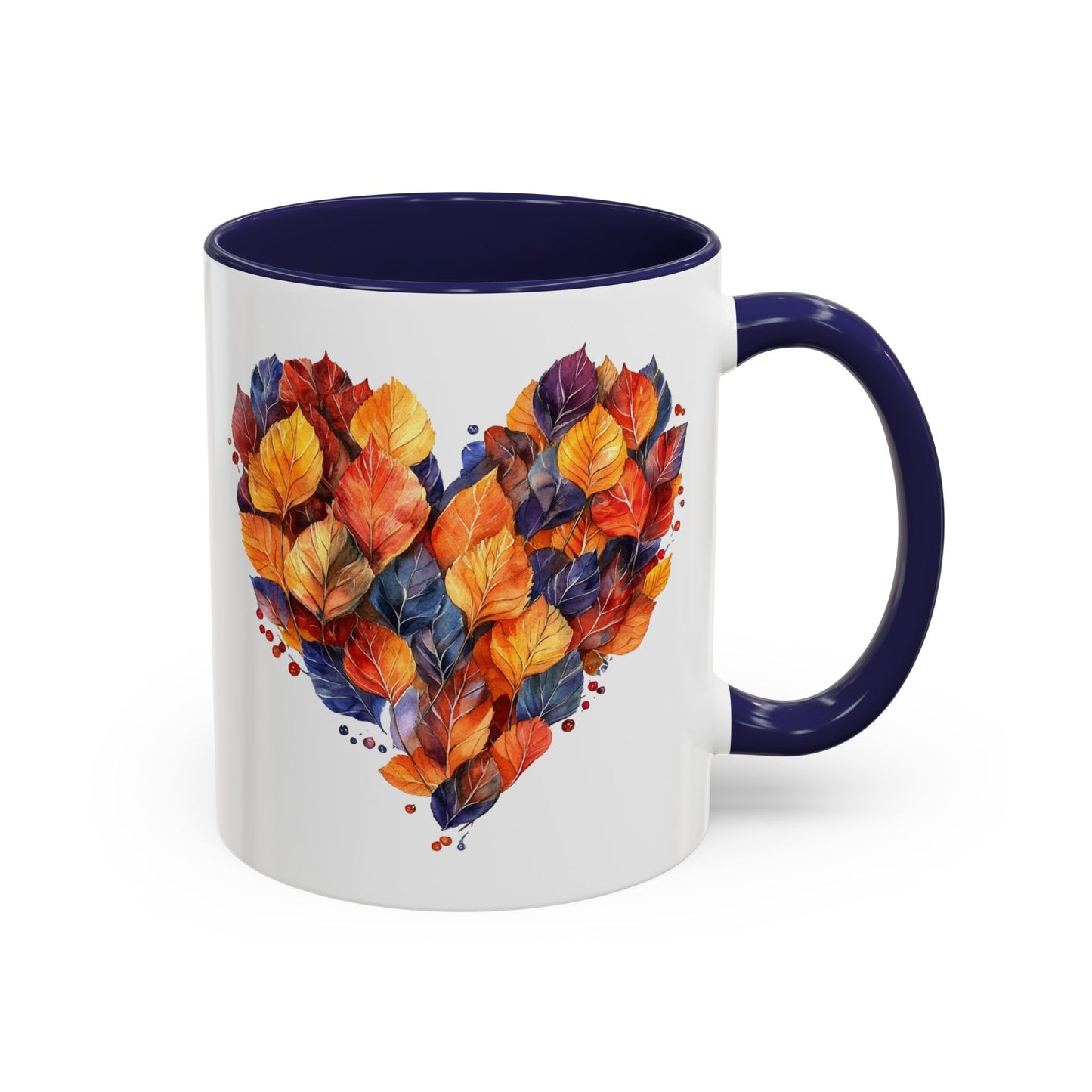 Autumn Leaf Heart Accent Coffee Mug | 11oz or 15oz