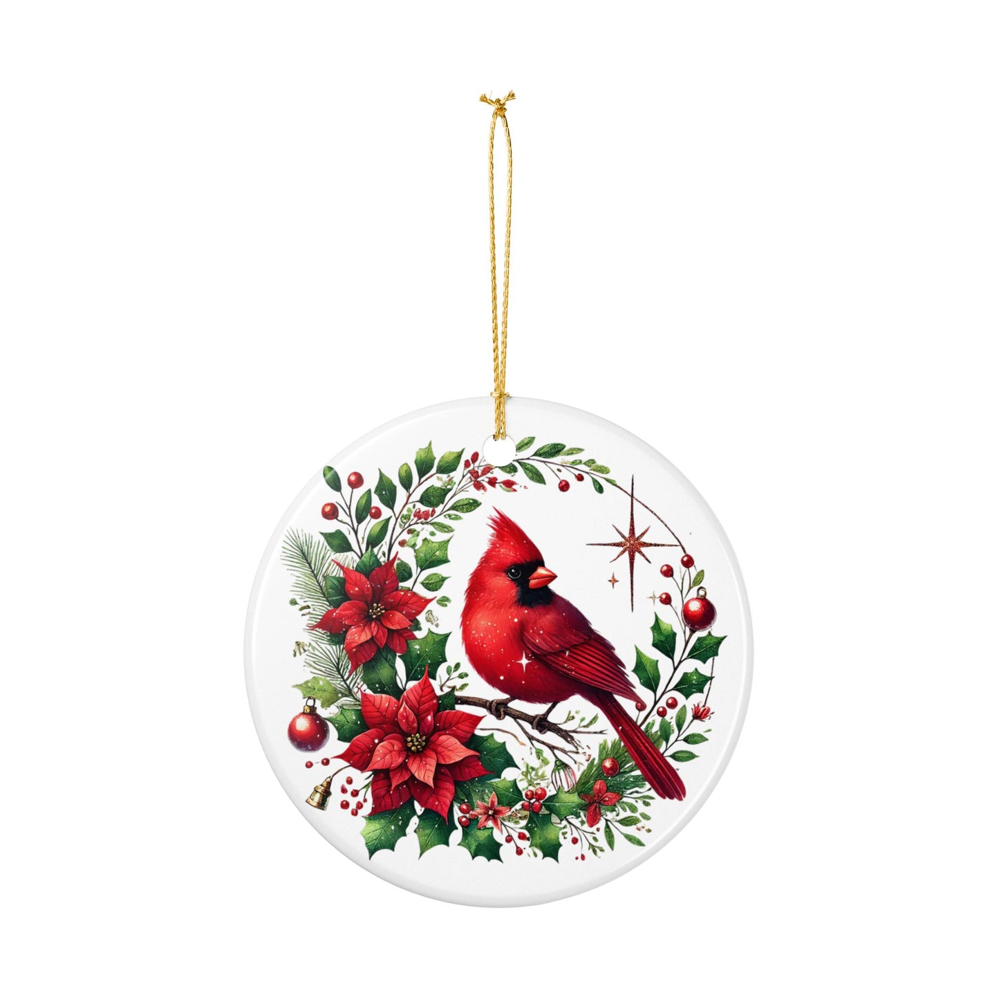 Christmas Cardinal Ceramic Ornament