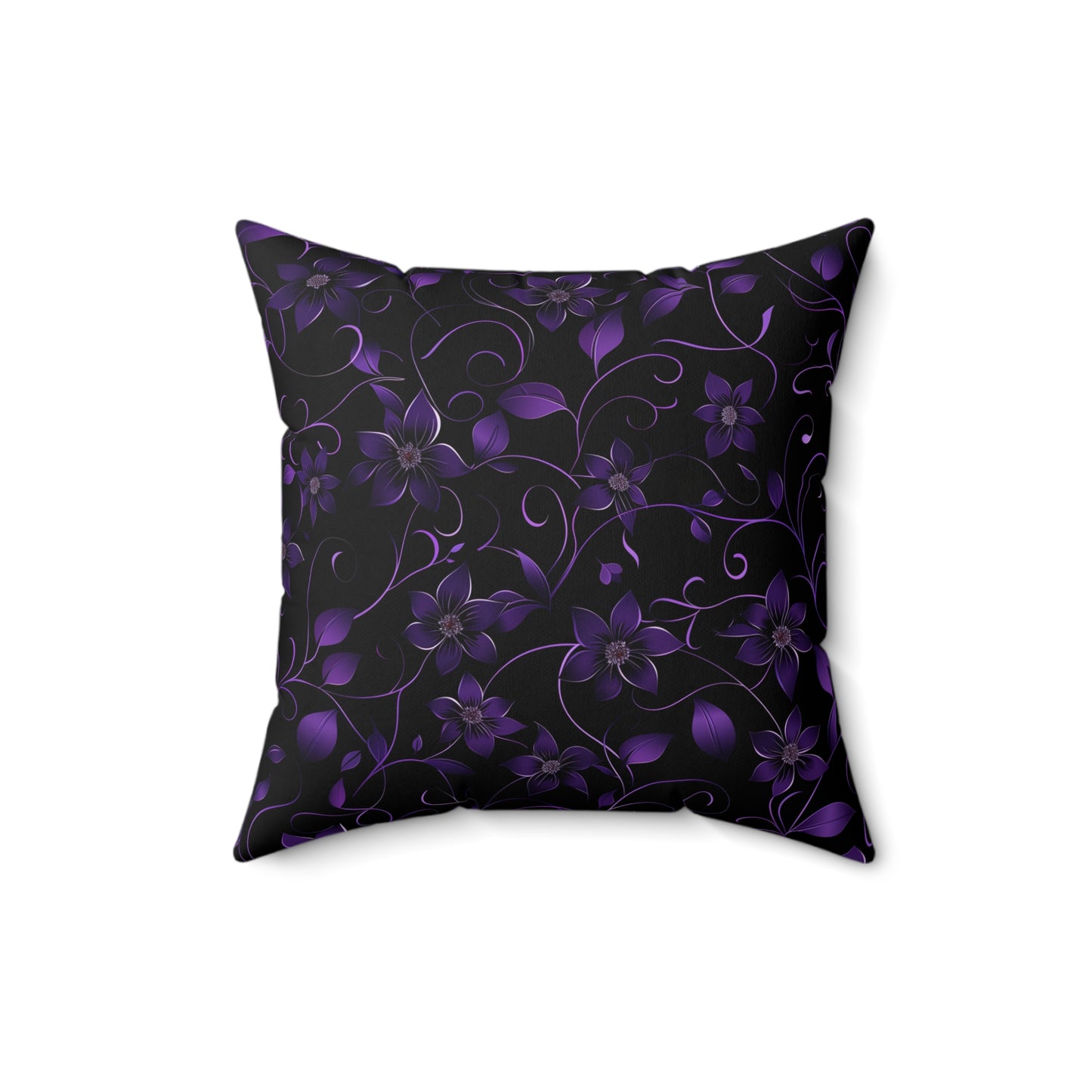 Purple Floral Faux Suede Throw Pillow