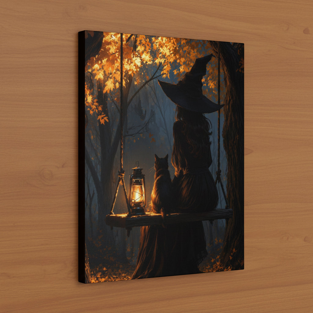 The Witch and her Cat Matte Canvas Wall Art