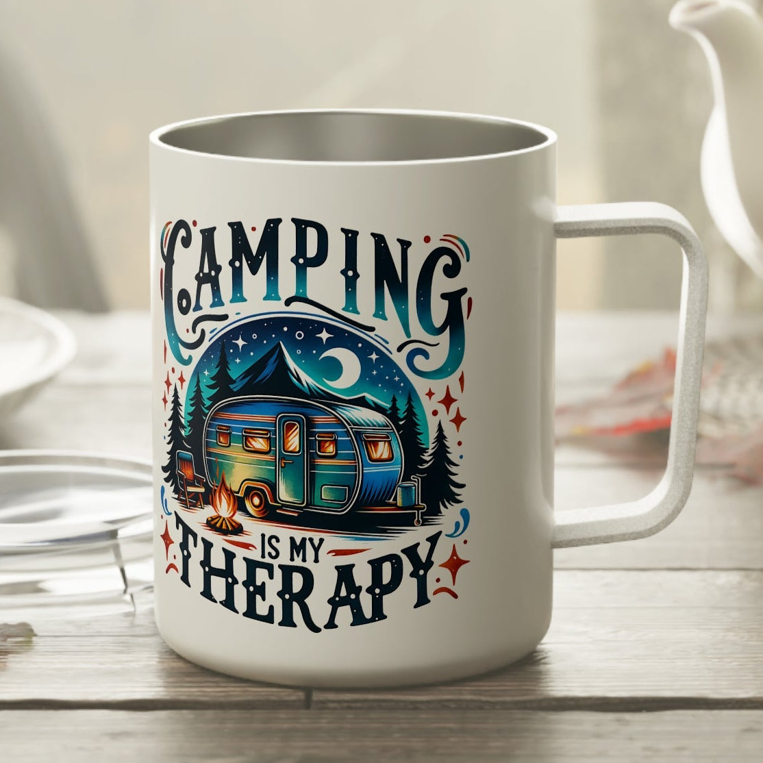 Camping Is My Therapy 10oz Insulated Coffee Mug