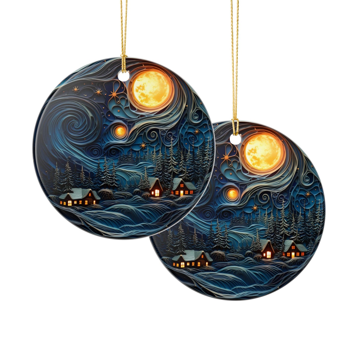 Midwinter Sky Ceramic Christmas Ornament