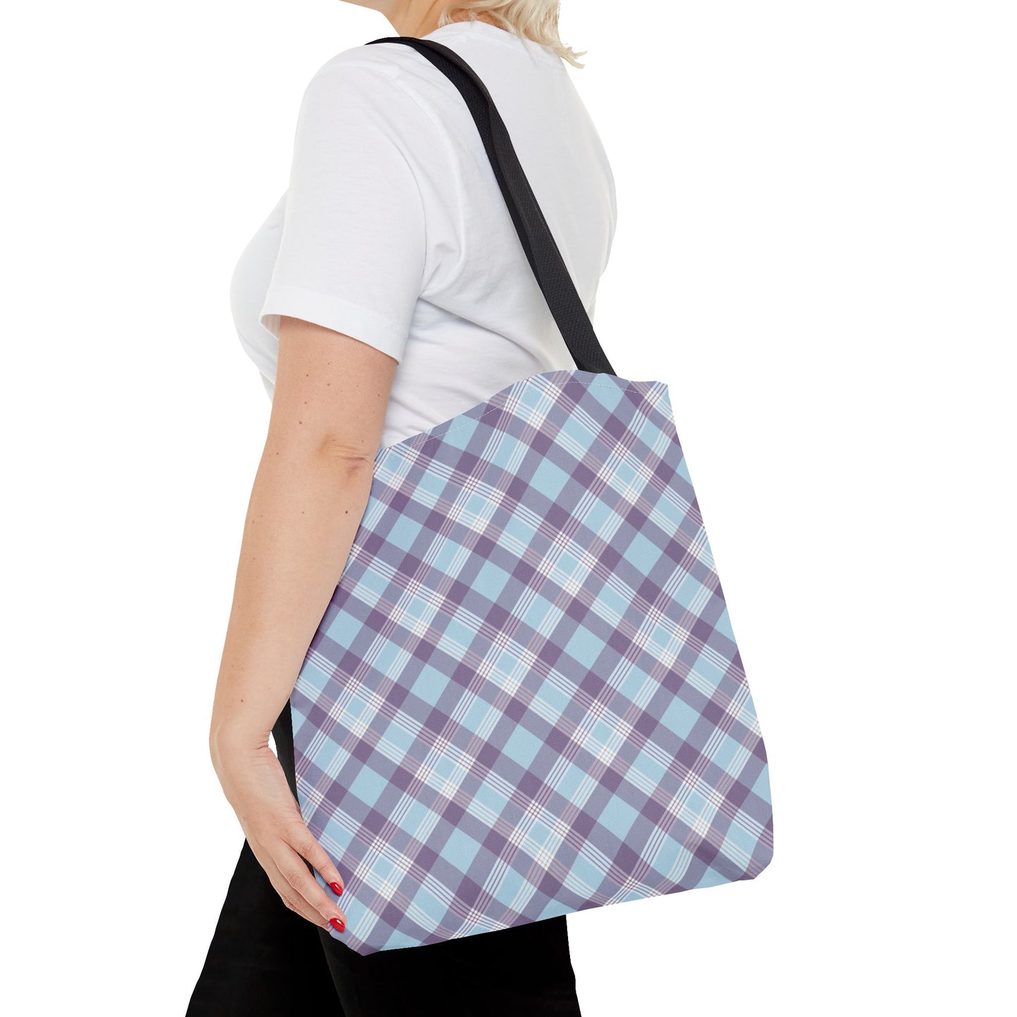 Plaid Purple Blue Tote Bag