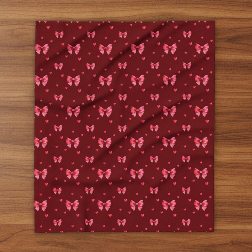 Pink Ribbons and Hearts Arctic Fleece Blanket