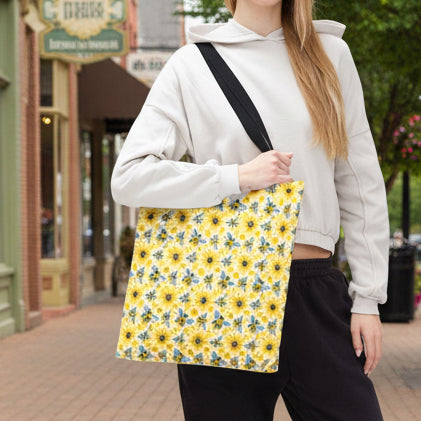 Sunflowers and Bees Tote Bag