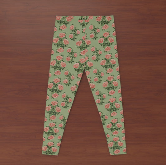 Floral Pink Rose Leggings