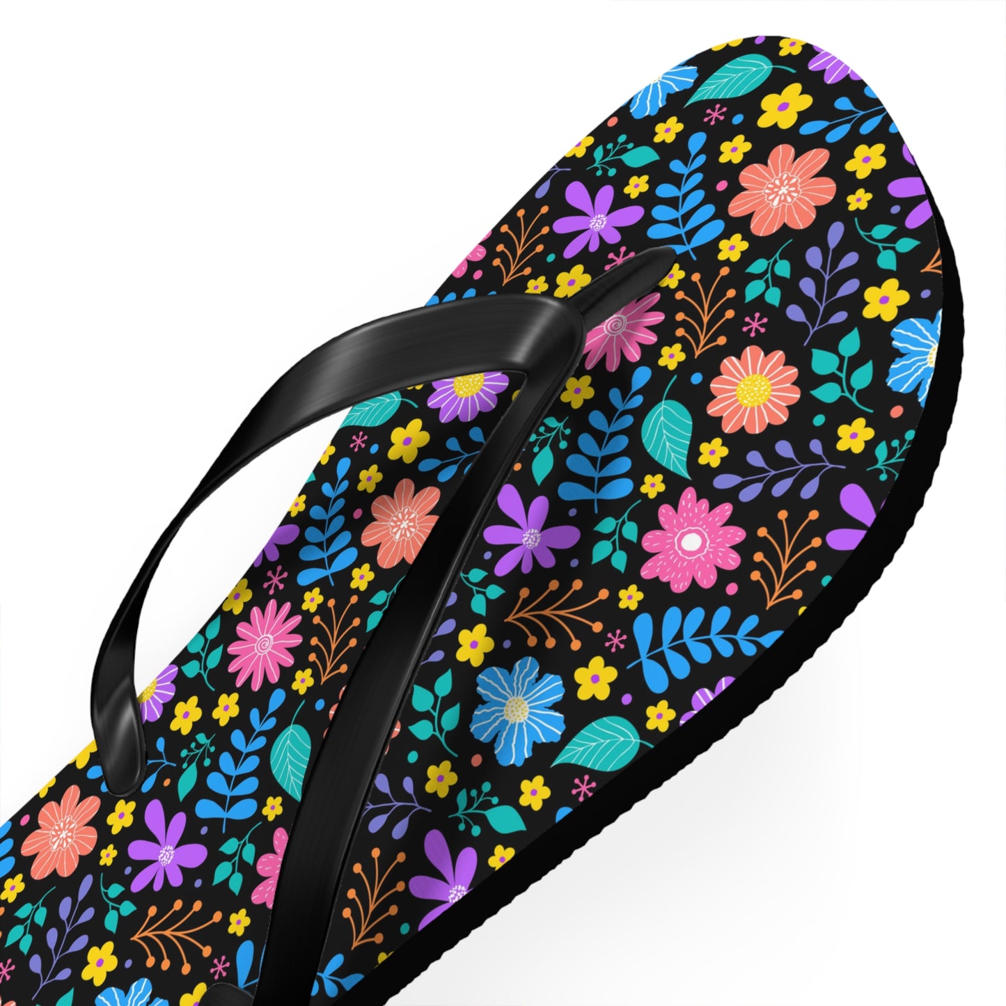 Floral Pattern Flip Flops — Bright Spring Garden Beach Sandals