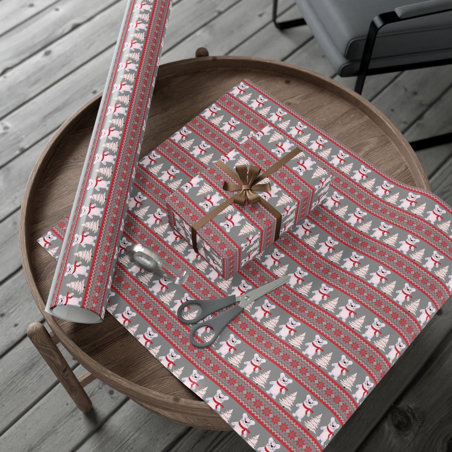 Christmas Fair Isle Tiger Premium Gift Wrap Paper