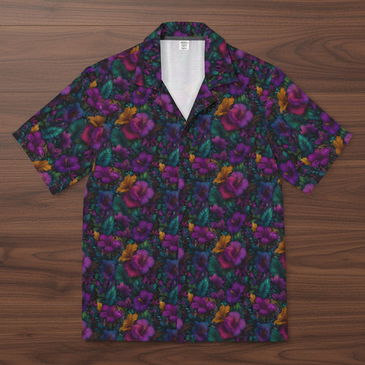 Men's Purple Hibiscus Hawaiian Camp Shirt