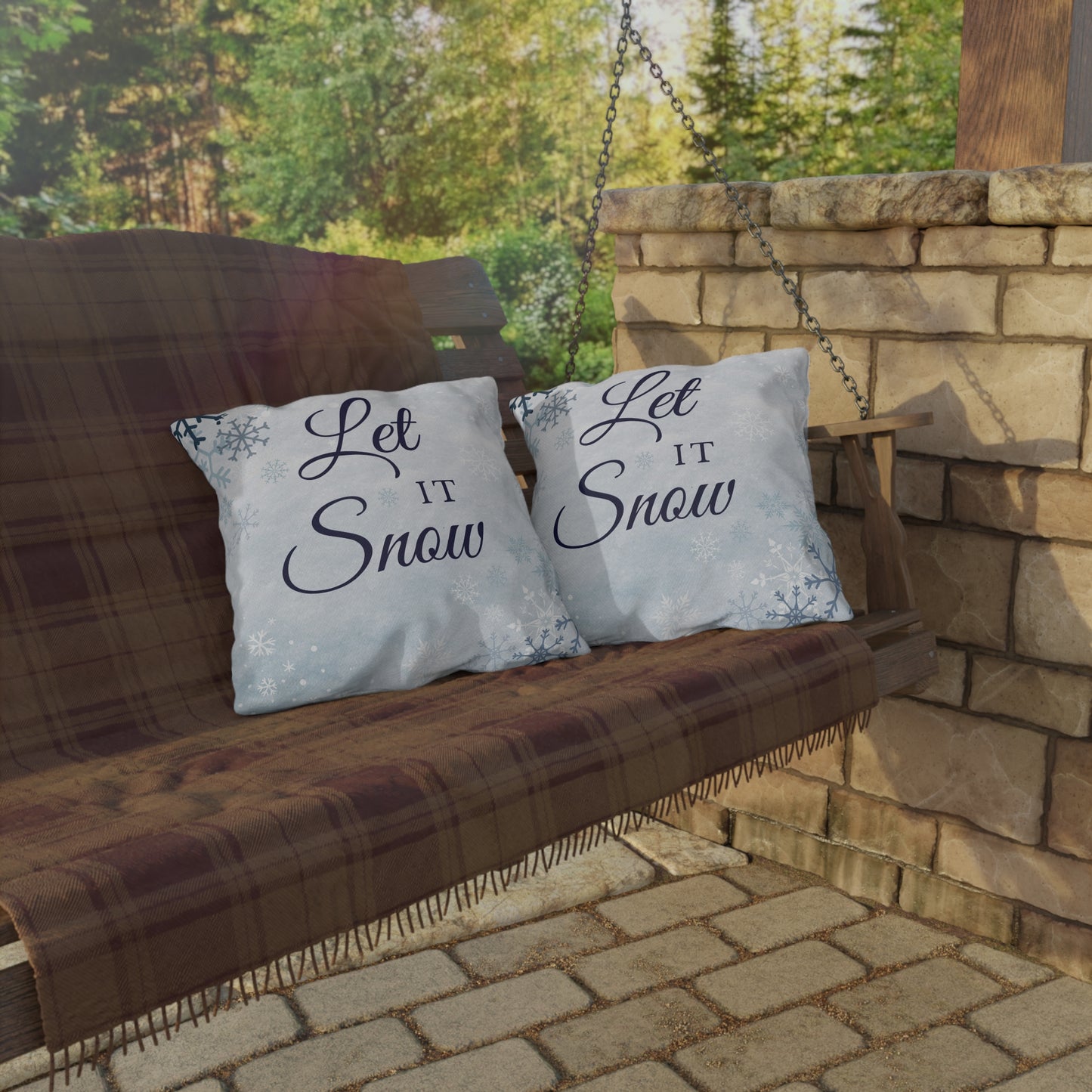 Let It Snow Snowflake Throw Pillow
