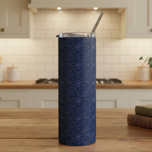 Navy Snowflake 20oz Stainless Steel Tumbler