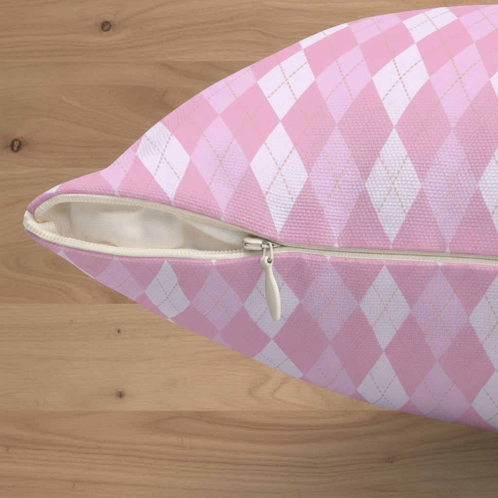 Pink Argyle Faux Suede Pillow