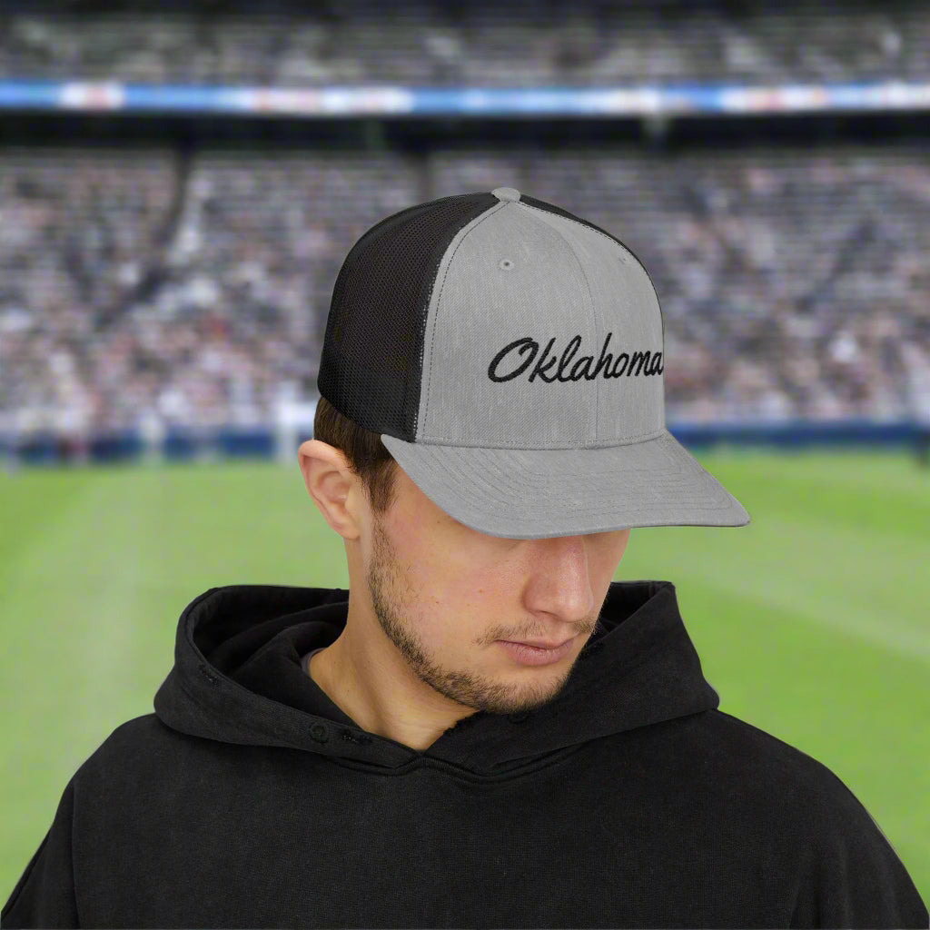 Oklahoma Black Embroidered Mesh Back Baseball Cap