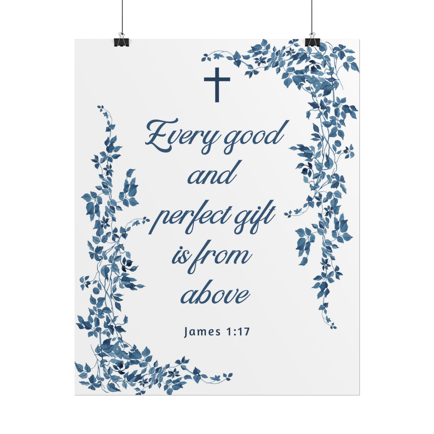 Every good and perfect gift is from above (James 1:17) Floral Scripture Wall Art | Christian Home Decor
