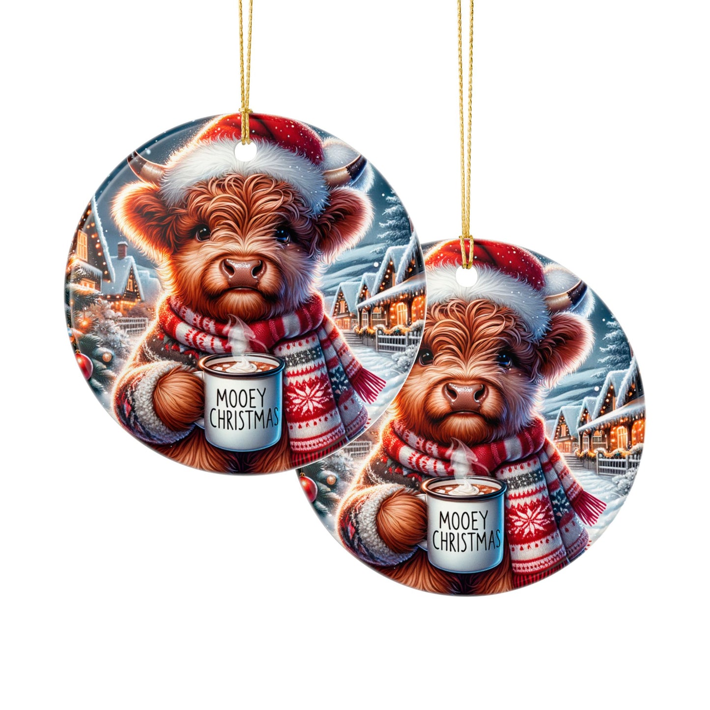 Mooey Christmas Ceramic Ornament