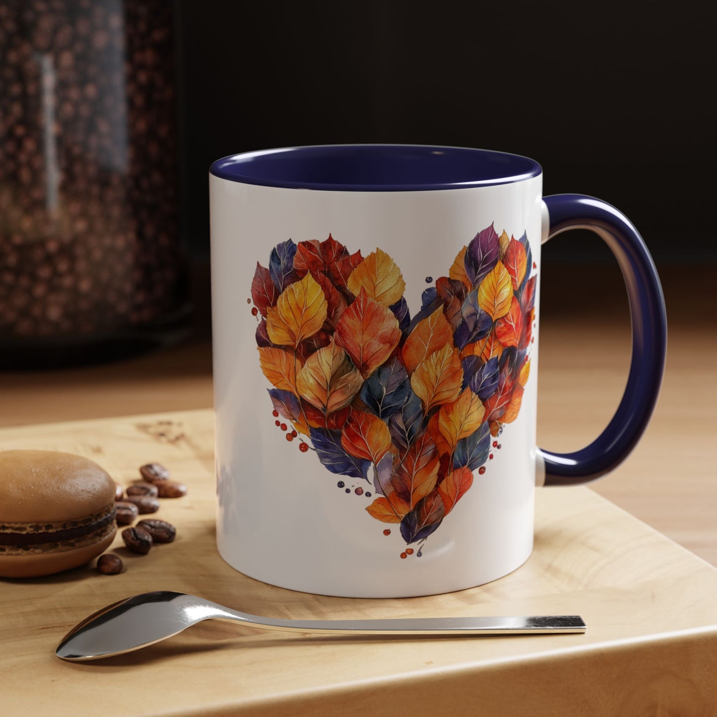 Autumn Leaf Heart Accent Coffee Mug | 11oz or 15oz