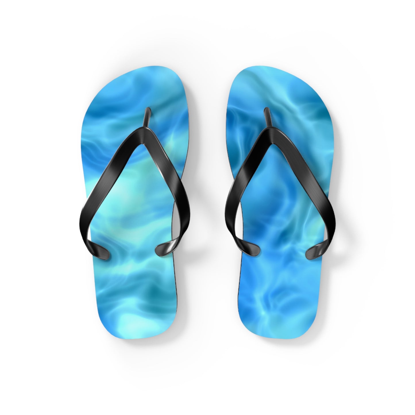 Swirling Water Flip Flops — Blue Water Marble Beach Sandals