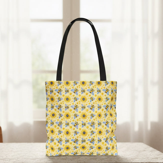 Sunflowers and Bees Tote Bag