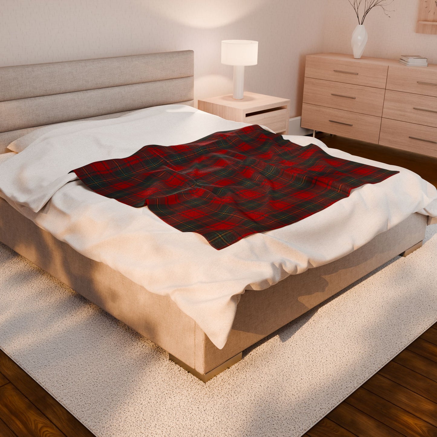 Red Plaid Velveteen Plush Blanket