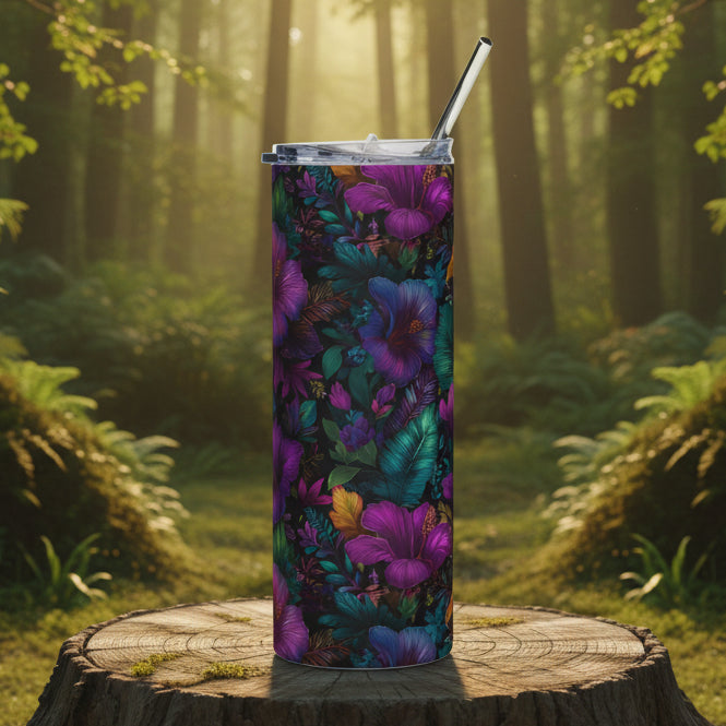 Purple Hibiscus 20oz Floral Stainless Tumbler