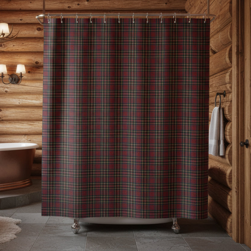 Red Plaid Shower Curtain