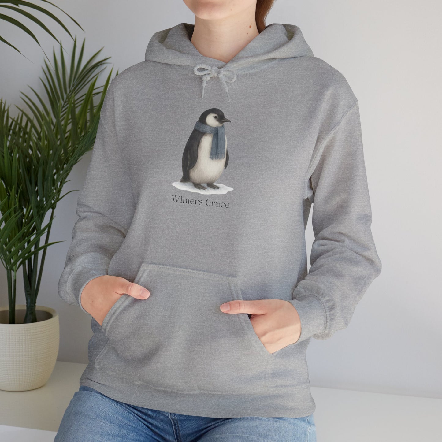 Winter's Grace Penguin Hoodie w/ heart sleeve accent