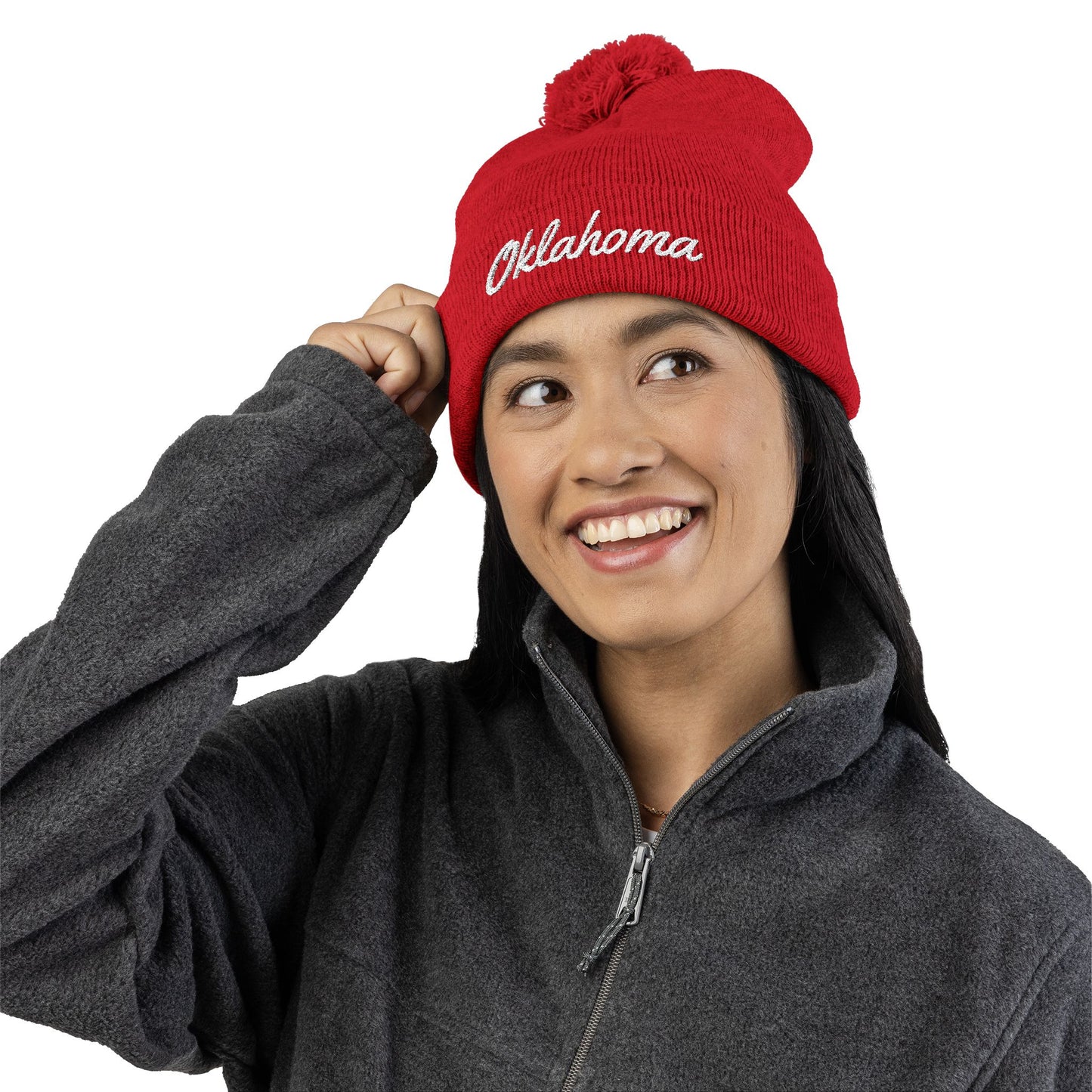 Oklahoma Embroidered Pom-Pom Knit Cap — Oklahoma Beanie for Fans