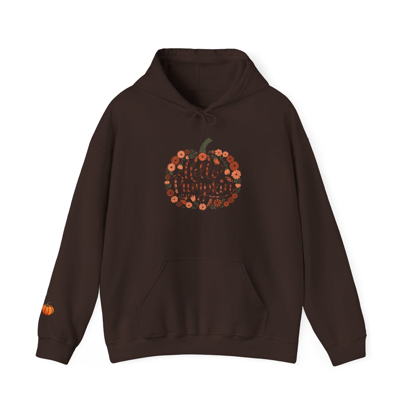 Hello Pumpkin Adult Hoodie with Accent Sleeve