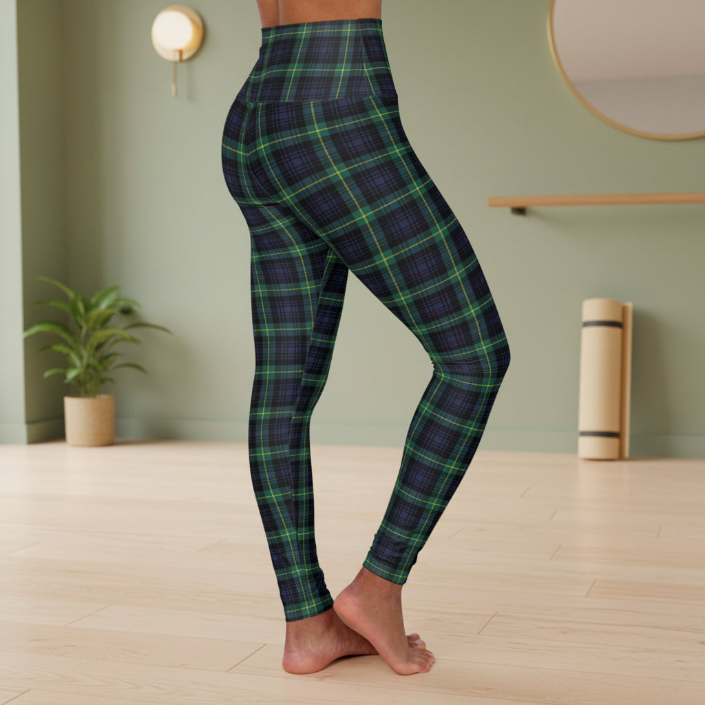 Navy Green Tartan Plaid Leggings