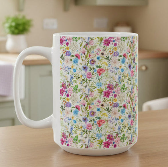 Floral Garden Ceramic Mug, (11oz, 15oz)