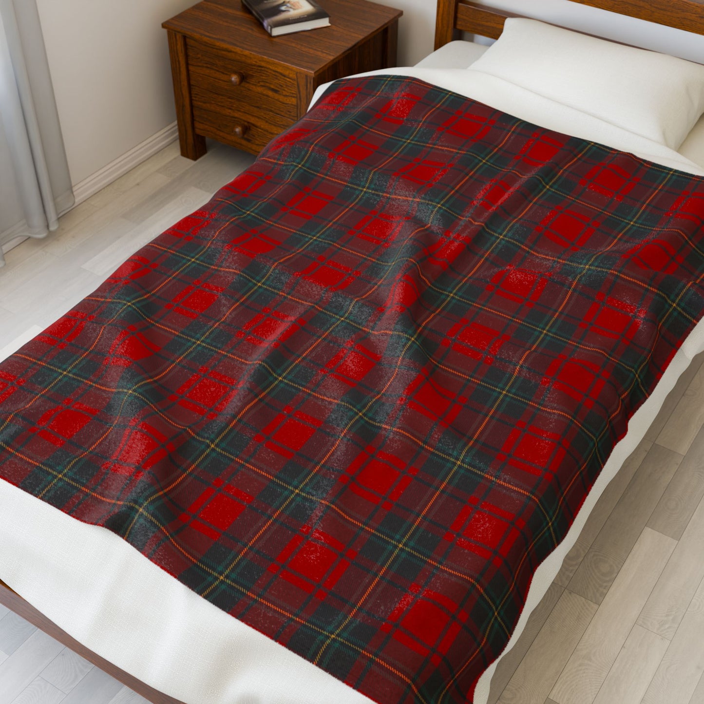Red Plaid Velveteen Plush Blanket