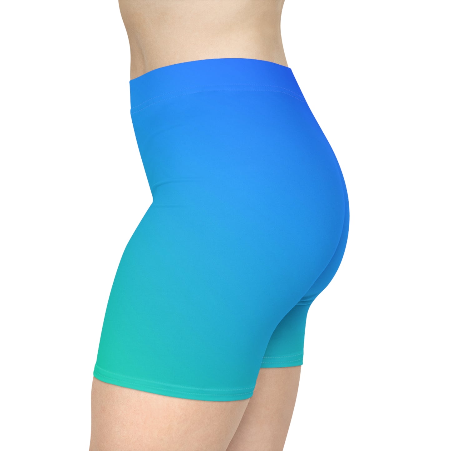 Blue Gradient Bike Shorts — Women's Ombre Activewear