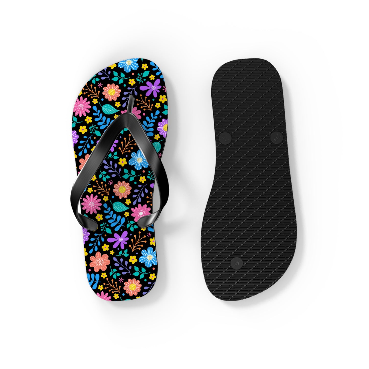 Floral Pattern Flip Flops — Bright Spring Garden Beach Sandals