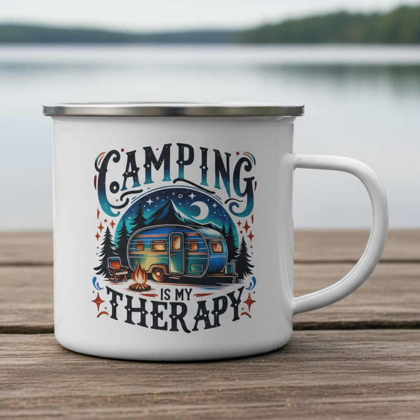 Camping Is My Therapy Enamel Camping Mug