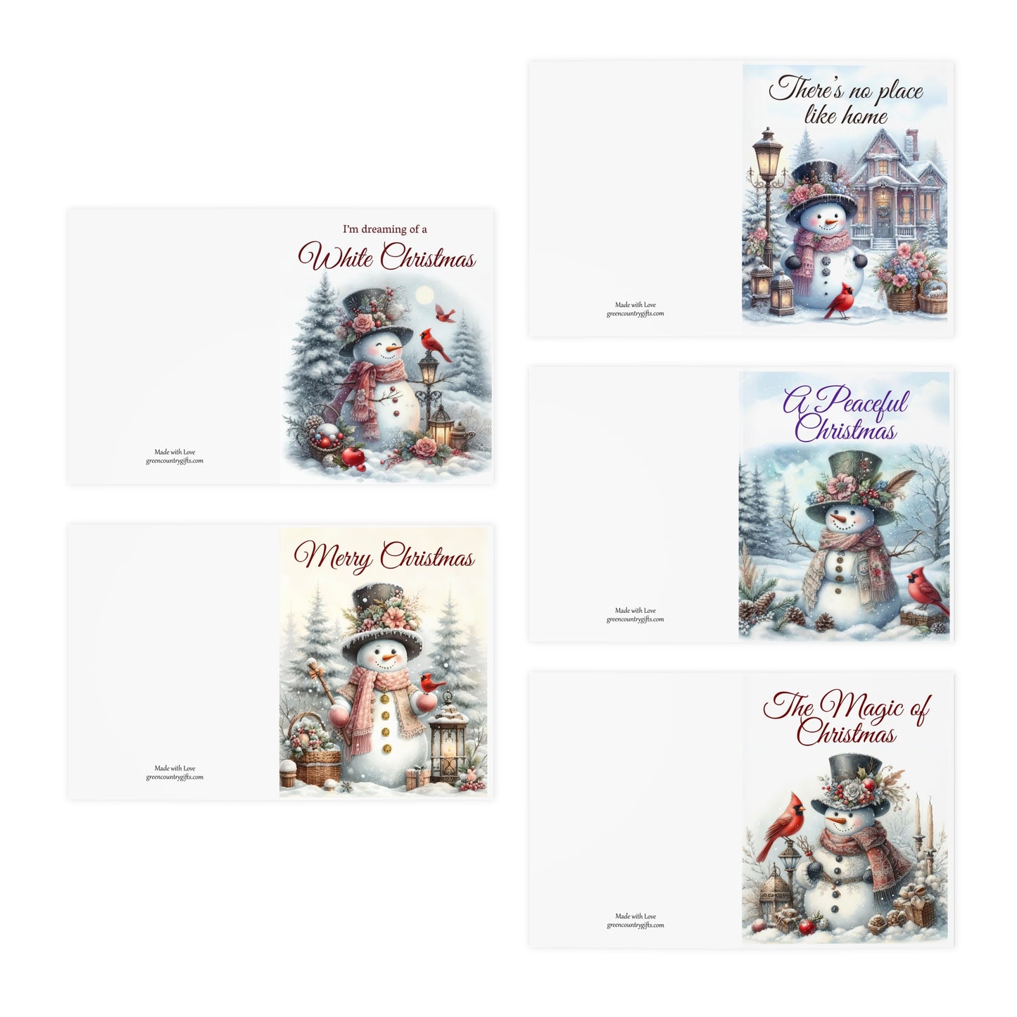 Victorian Snowman Christmas Card Collection – Set of 5