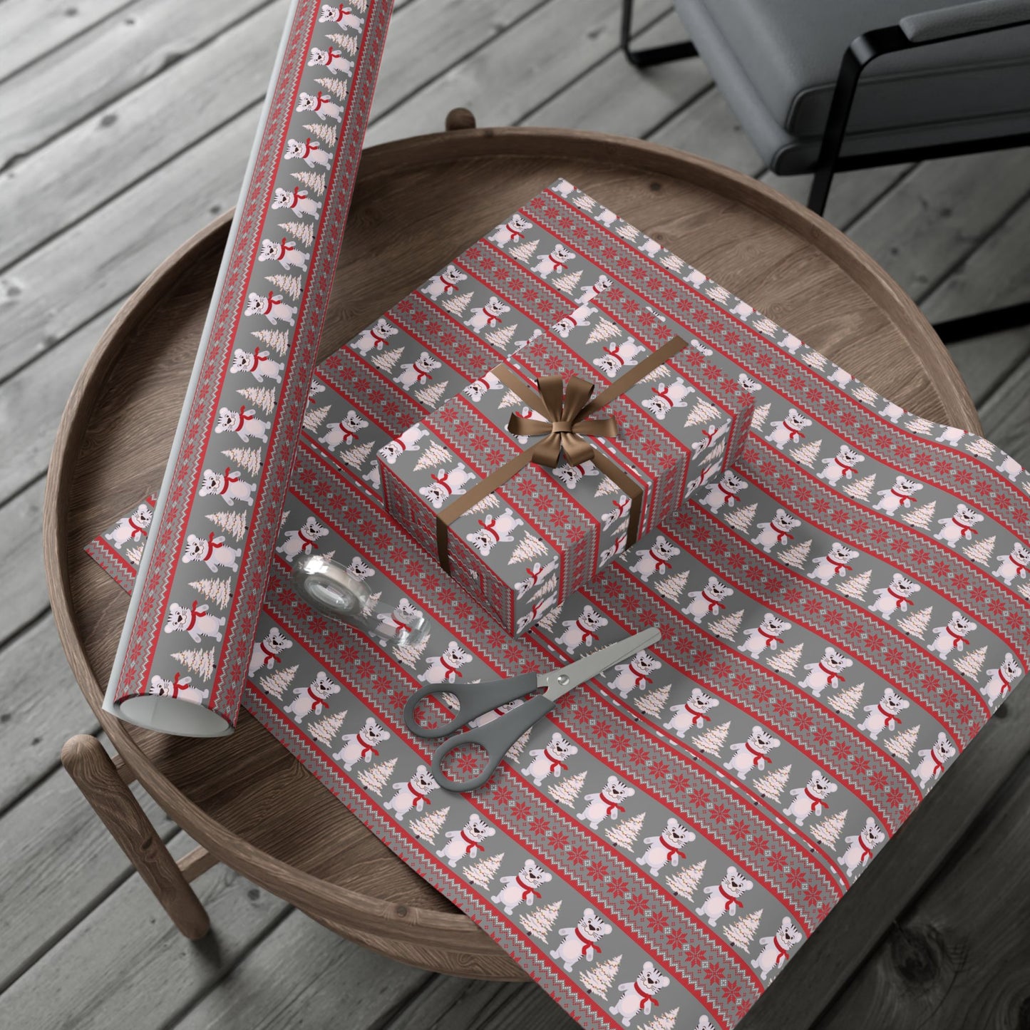 Christmas Fair Isle Tiger Premium Gift Wrap Paper