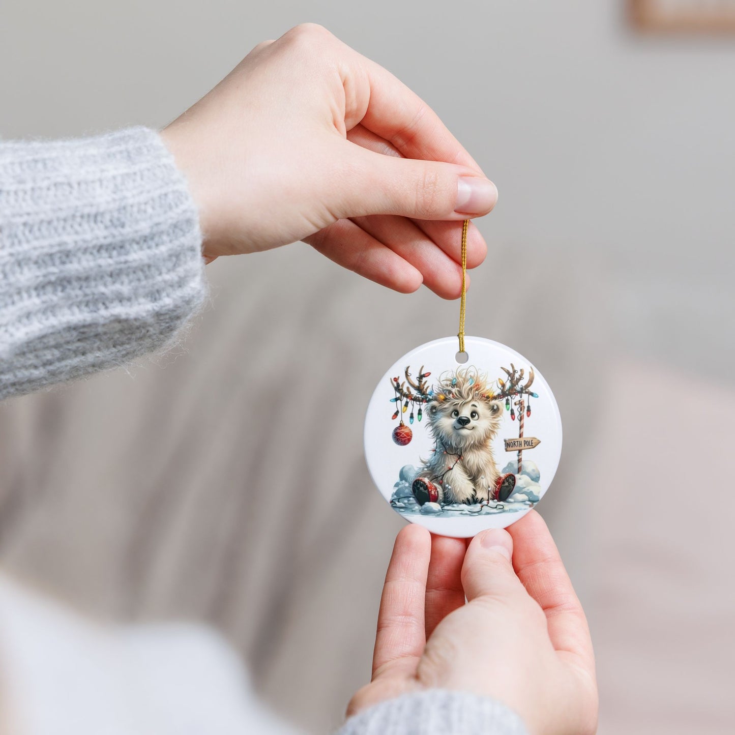 Blizzard the Reindeer Ceramic Christmas Ornament