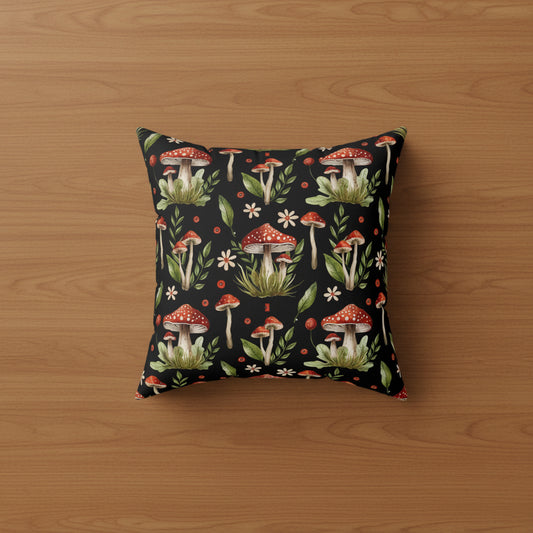 Mushroom Botanical Faux Suede Pillow