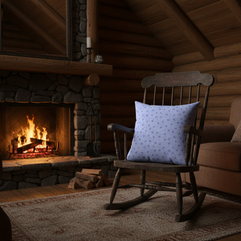 Light Blue Snowflake Throw Pillow