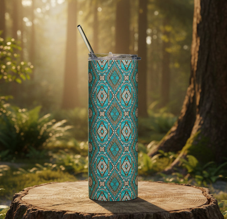 Turquoise Western Motif 20oz Stainless Steel Tumbler