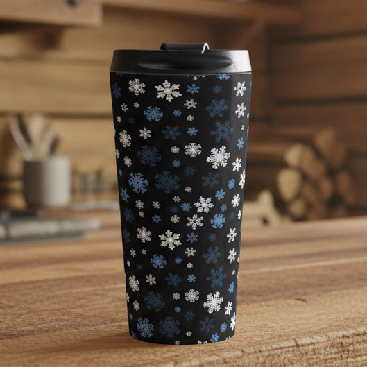 Blue Snowflakes 15oz Stainless Steel Tumbler